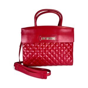 LOVE MOSCHINO Borsa Quilted Nappa PU Rosso GOLD & RED Handbag Crossbody NWT